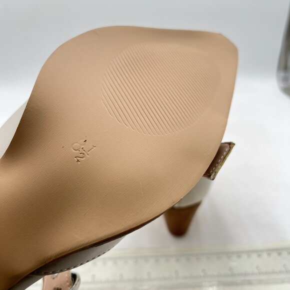 FSJ Beige Pointed Toe Metal Buckle Hollow Out Leather Strappy Wedge Heel Sandal - Picture 6 of 8